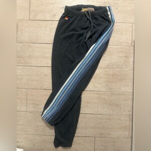 AVIATOR NATION 5 STRIPE SWEATPANTS - EUC CHARCOAL // BLUE